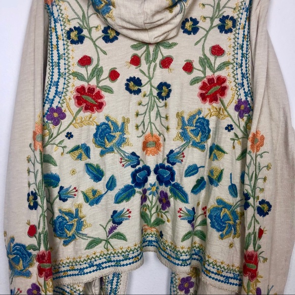 Johnny Was Biya Embroidered Hood Wrap Sweater - Picture 3 of 5